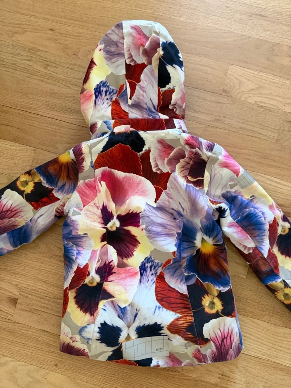 Molo multicolor Floral Pansy Print Hooded Jacket girls sz EUR 122